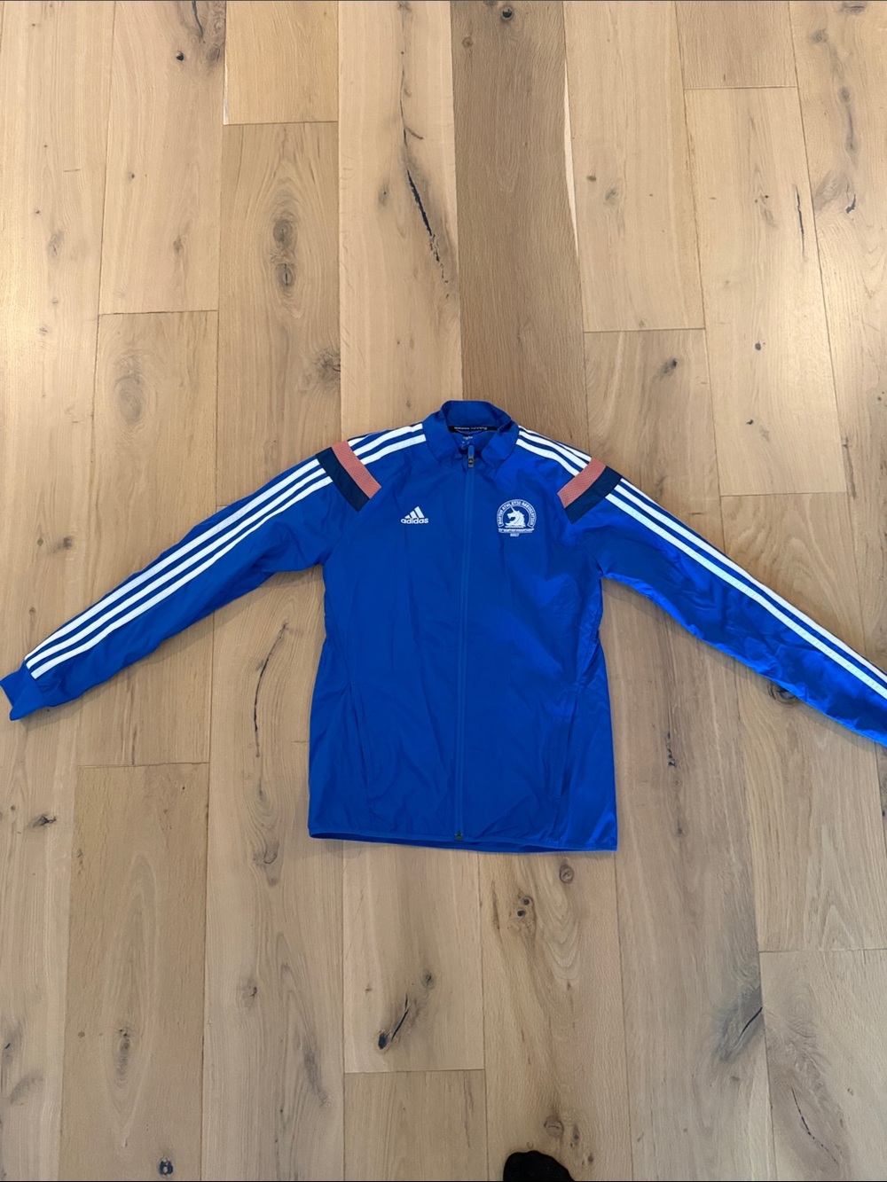 adidas Royal Blue Zip-Front Athletic Jacket with White Stripes